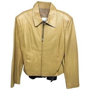 IN ALL WEATHER MUSTARD YELLOW LEATHER JACKET M